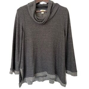 Maeve by Anthropologie Cowl Neck‎ Textured Knit Top Carbon Gray LP Petite NWT